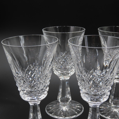 755 - Four Waterford Crystal Pedestal Form Wine Glasses 14cm High