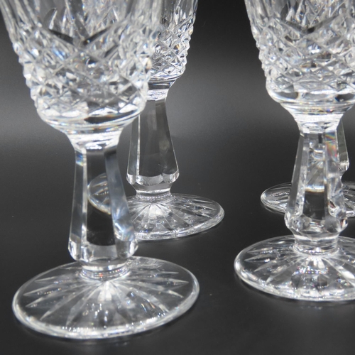 755 - Four Waterford Crystal Pedestal Form Wine Glasses 14cm High