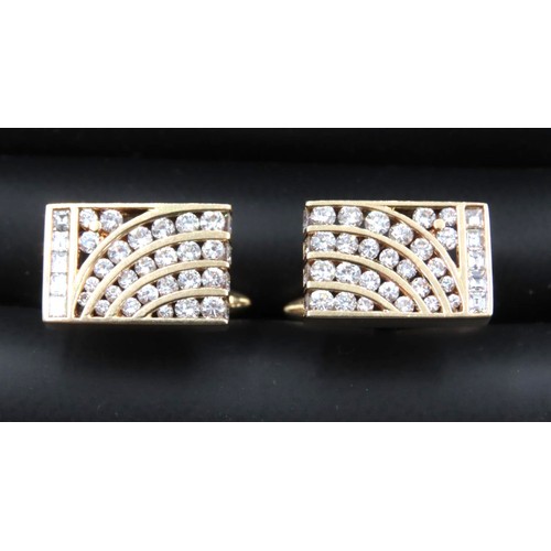 63 - Exceptional Pair of 18 Carat Yellow Gold Asher Cut Diamond Set Cufflinks Finely Detailed Each 1.8cm ... 