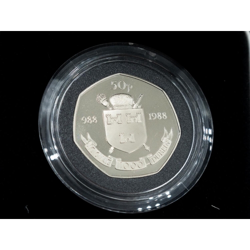 1006 - Cupro-Nickel Proof Fifty Pence Coin Dublin Dated 1988 Encapsulated Mint Condition with Original Pres... 