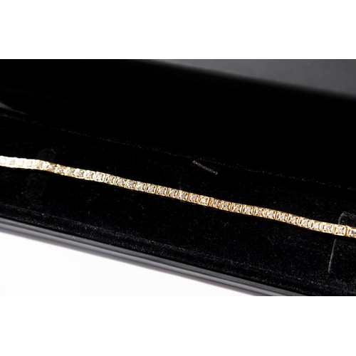 102 - Fifty Stone Diamond Set Tennis Bracelet Mounted in 18 Carat Yellow Gold 21cm Long