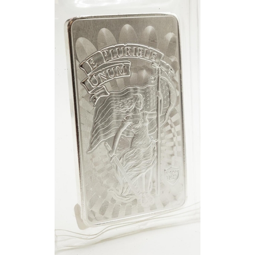 Ten Troy Ounces E Pluribus Unum Fine Silver Bar Encapsulated Mint Condition
