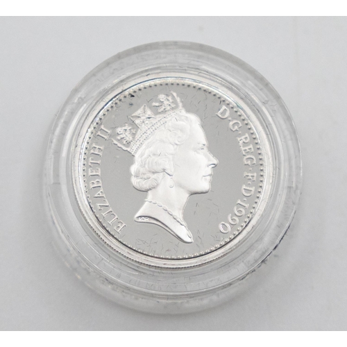 1045 - One Pound Silver Proof Coin Elizabeth ll Dated 1990  Encapsulated Mint Condition