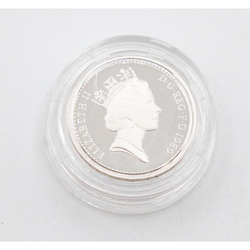 1049 - 90th Birthday One Pound Silver Proof Crown Coin Elizabeth ll Dated 1989  Encapsulated Mint Condition... 