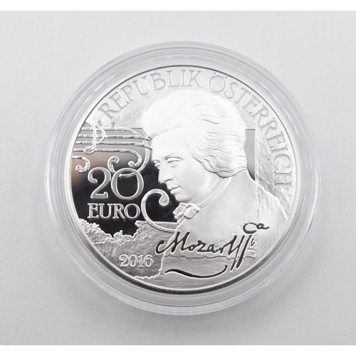 1052 - Die Zauberflote 20 Euro Mozart 2016 Silver Coin Republik Osterreich  Encapsulated Mint Condition wit... 