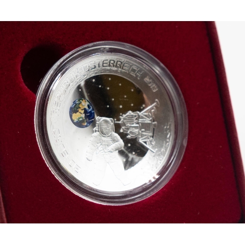 1054 - 50th Anniversary of The Moon Landing Silver Coin Republik OSterreich  Encapsulated Mint Condition wi... 