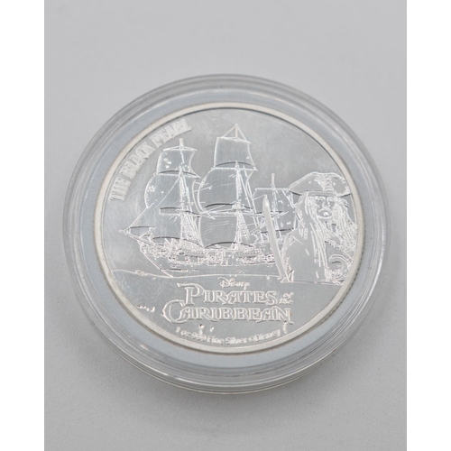 1077 - One Ounce Fine 999 Silver Two Dollar Coin Disney Pirated of The Caribbean The Black Pearl Elizabeth ... 