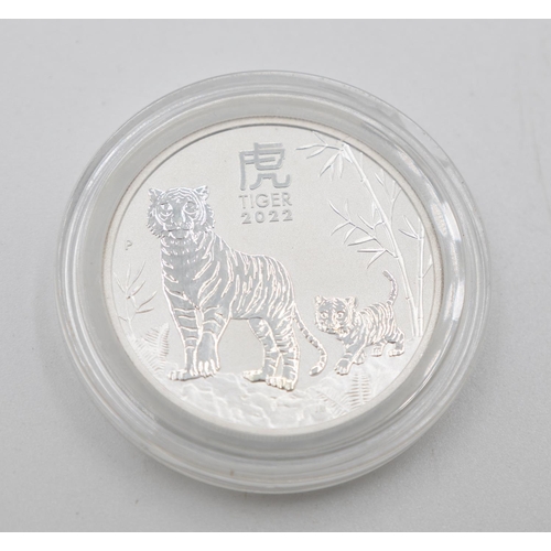 1078 - One Ounce Australian One Dollar Coin Fine 999 Silver Year of Tiger 2022 Encapsulated Mint Condition