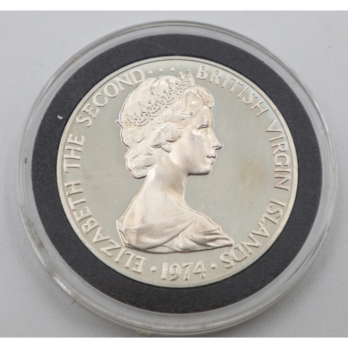 1079 - One Dollar Silver Coin British Virgin Islands Elizabeth II Dated 1974 Encapsulated Mint Condition