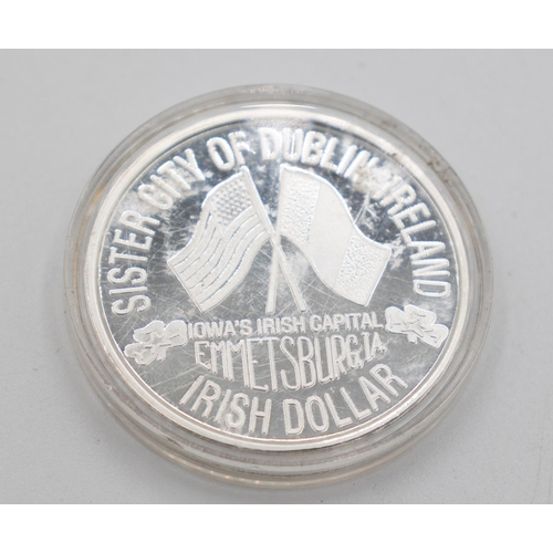 1083 - Silver Irish Dollar Coin Irish Patriot Robert Emmet 1778-1803 Sister City of Dublin Ireland Iowa Iri... 