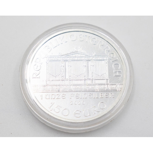 1104 - One Ounce Fine 999 Silver 1.50 Euro Coin Republik Osterreich 2020 Encapsulated Mint Condition