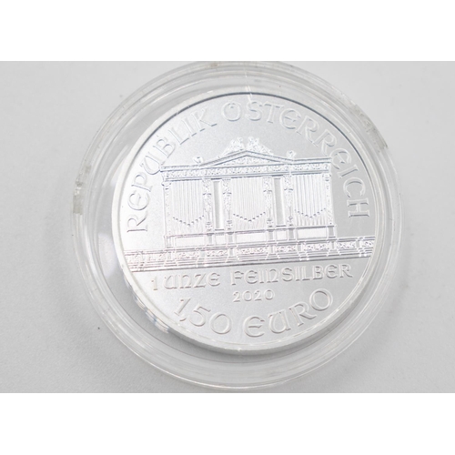 1105 - One Ounce Fine 999 Silver 1.50 Euro Coin Republik Osterreich 2020 Encapsulated Mint Condition