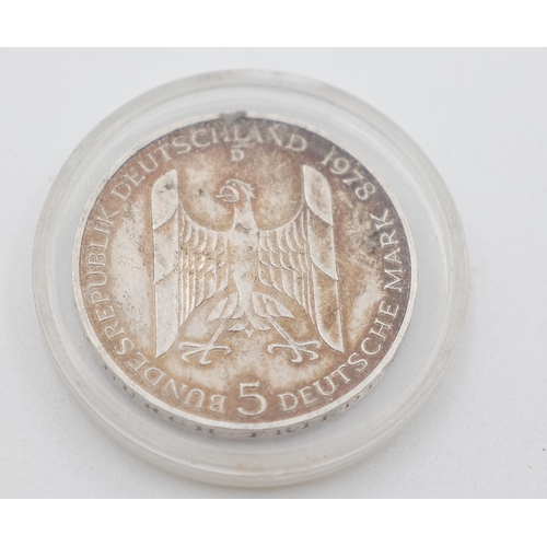 1123 - 5 Deutsche Mark Coin Bundesrepublik Deutschland 1978 Encapsulated Mint Condition