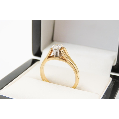 116 - Diamond Solitaire Ring Set in Platinum Mounted on 18 Carat Yellow Gold Ring Size M