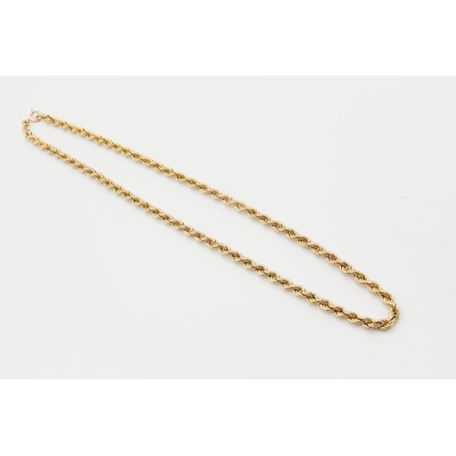 119 - 9 Carat Yellow Gold Rope Chain Necklace 44cm Long