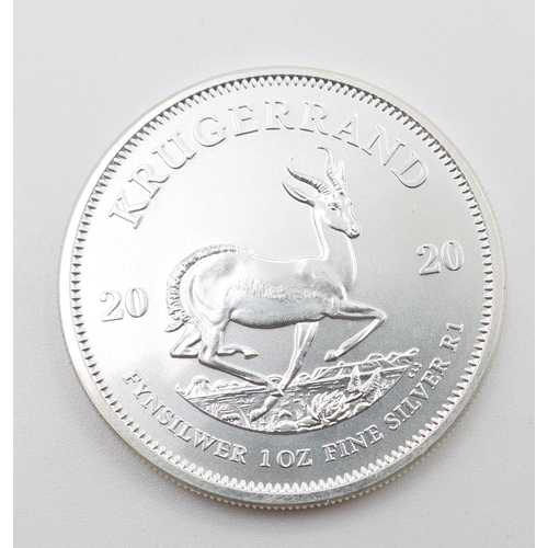 1191 - One Ounce Fine 999 Silver South Africa Krugerrand 2020