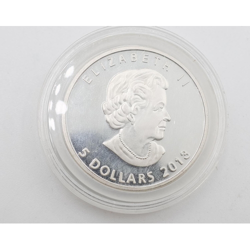 1206 - One Ounce Fine 999 Silver Canada 5 Dollars Coin 2013 Encapsulated Mint Condition