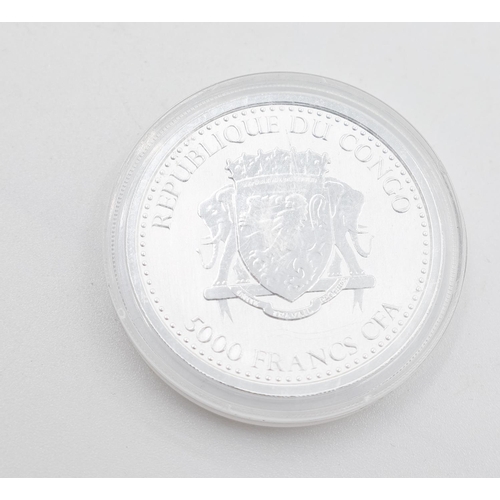 1244 - One Ounce Fine 999 Silver Congo Silverback Gorilla 5000 Francs Coin 2018 Encapsulated Mint Condition