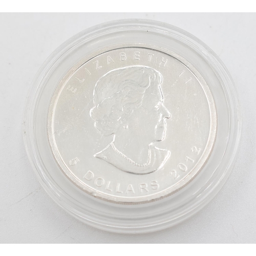 1256 - One Ounce Fine 999 Silver 5 Dollars Coin Canda 2012 Encapsulated Mint Condition