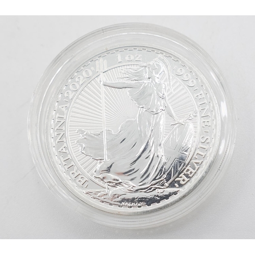 1259 - One Ounce Fine 999 Silver 2 Pounds Coin 2020 Encapsulated Mint Condition