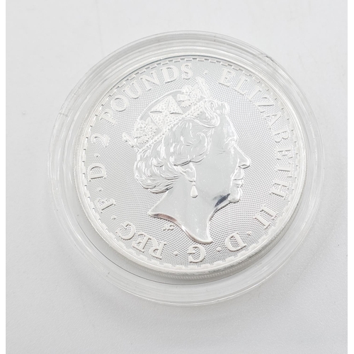 1259 - One Ounce Fine 999 Silver 2 Pounds Coin 2020 Encapsulated Mint Condition