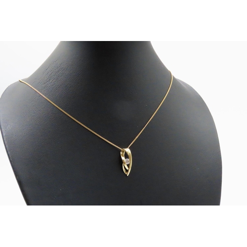 129 - 9 Carat Gemstone Set Pendant 2cm Drop Further Set on 9 Carat Yellow Gold Chain 45cm Long