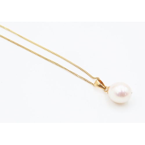 13 - Pearl Set Pendant Mounted on 9 Carat Yellow Gold 1.5cm Drop Further Set on 9 Carat Yellow Gold Chain... 