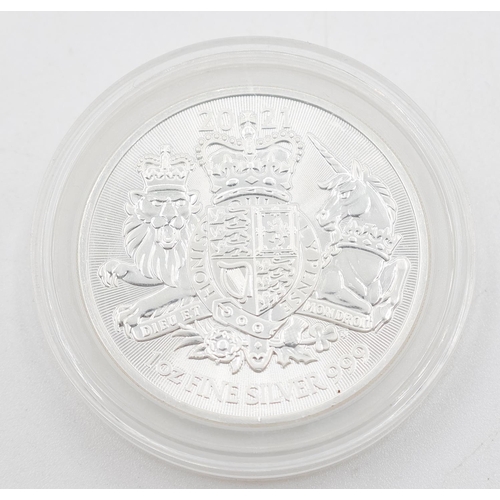 1314 - One Ounce Fine 999 Silver 2 Pounds Coin 2021 Encapsulated Mint Condition