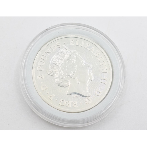 1315 - One Ounce Fine 999 Silver 2 Pounds Coin 2019 Encapsulated Mint Condition