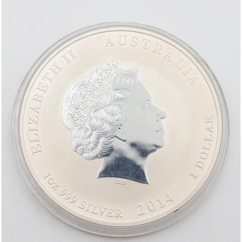 1316 - One Ounce Fine 999 Silver Australia 1 Dollar Coin 2014 Encapsulated Mint Condition