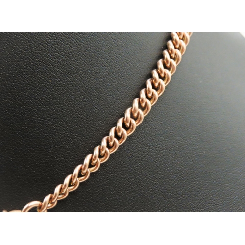 14 - 9 Carat Rose Gold T-Bar Pocket Watch Chain or Necklace Lobster Clasp 40cm Long