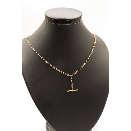 149 - 9 Carat Yellow Gold Chain Link T-Bar Necklace 50cm Long 2cm T-Bar Drop