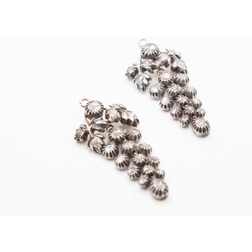 152 - Pair of Georgian Diamond Earrings Old European Cut Total Diamond Weight 6 Carat Articulated Form