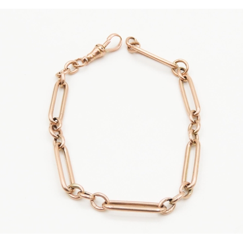 159 - 9 Carat Rose Gold Trombone Link Bracelet 22cm Long