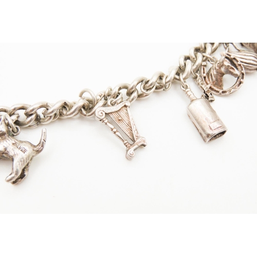 164 - Silver Charm Bracelet 19.5cm Long