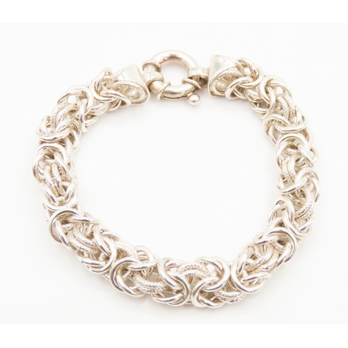 165 - Finely Detailed Silver Knot Form Link Bracelet 21.5cm