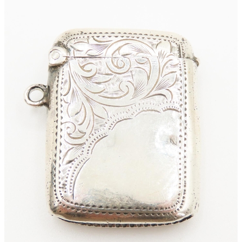 167 - Silver Vesta Case Incised Detailing Striker to Base 4cm High 3cm Wide