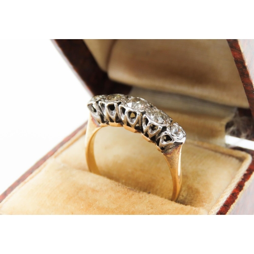 175 - Five Stone Diamond Ring Rubover Set in Platinum Mounted on 18 Carat Yellow Gold Ring Size N