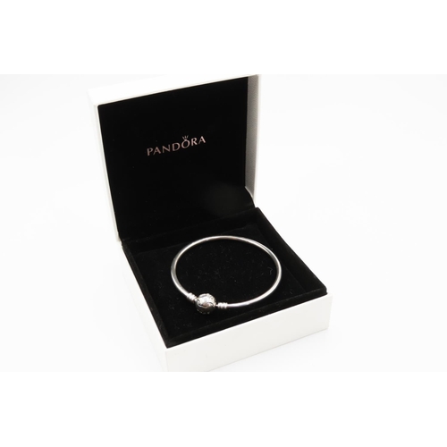 179 - Pandora Silver Bangle Love Heart Motif Clasp Engraved 'You Melt My Heart' 5.5cm Diameter Original Pr... 