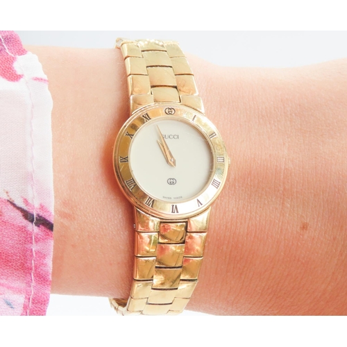 190 - Gucci Gold Plated Ladies Watch Roman Numeral with Original Papers