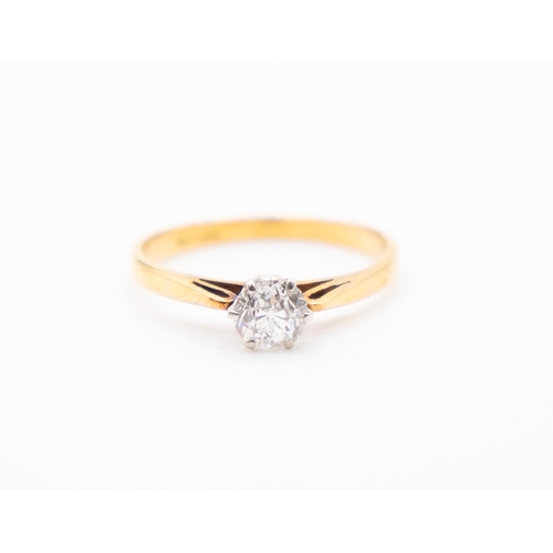 202 - Diamond Solitaire Six Claw Set Ring Mounted on 18 Carat Yellow Gold Ring Size L and a Half