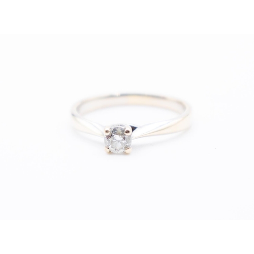 204 - Diamond Solitaire Four Prong Set in 18 Carat White Gold Ring Size N and a Half