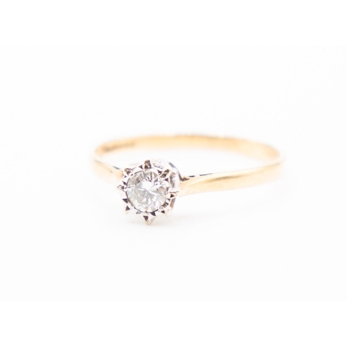 205 - Diamond Solitaire Rubover Setting Mounted in 18 Carat Yellow Gold Ring Size O and a Half