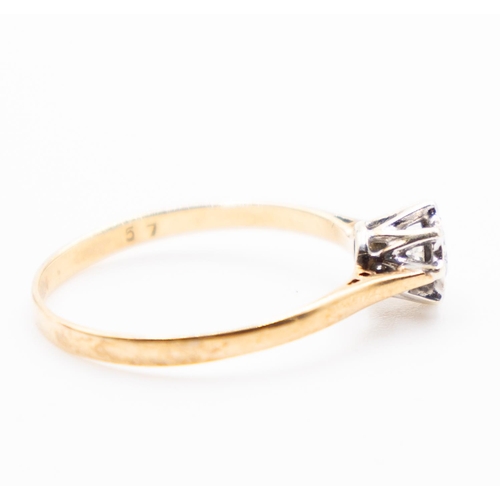 205 - Diamond Solitaire Rubover Setting Mounted in 18 Carat Yellow Gold Ring Size O and a Half