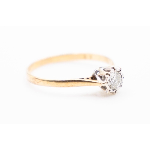 205 - Diamond Solitaire Rubover Setting Mounted in 18 Carat Yellow Gold Ring Size O and a Half