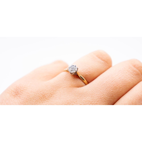 205 - Diamond Solitaire Rubover Setting Mounted in 18 Carat Yellow Gold Ring Size O and a Half