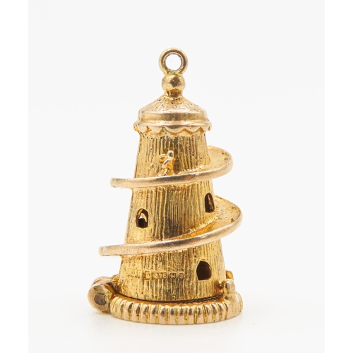 21 - 9 Carat Yellow Gold Helter-Skelter Charm Articulated Form Finely Detailed Opening to Base Revealing ... 