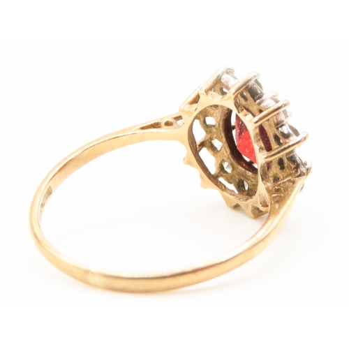 211 - Red Garnet and Gemstone Set Cluster Ring Set in 9 Carat Yellow Gold Ring Size O