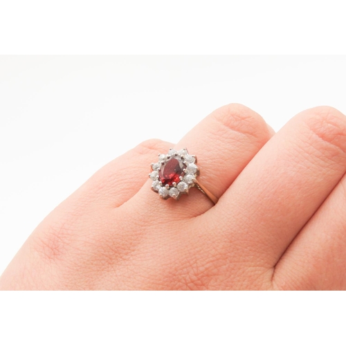 211 - Red Garnet and Gemstone Set Cluster Ring Set in 9 Carat Yellow Gold Ring Size O