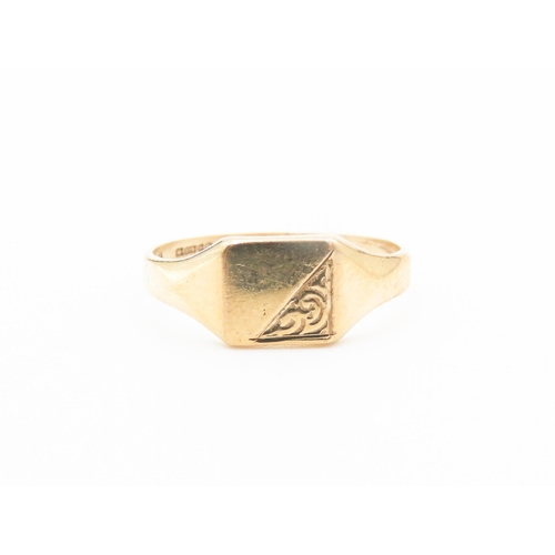 217 - 9 Carat Yellow Gold Square Form Signet Ring Size N